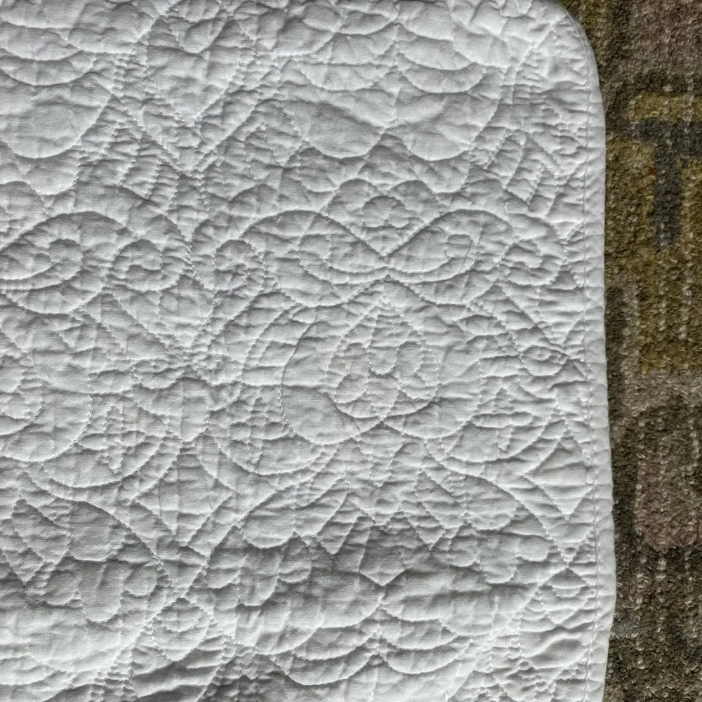 Shabby Chic White Quilted Tie Back Bed Pillow Sham